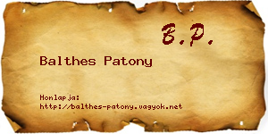 Balthes Patony névjegykártya